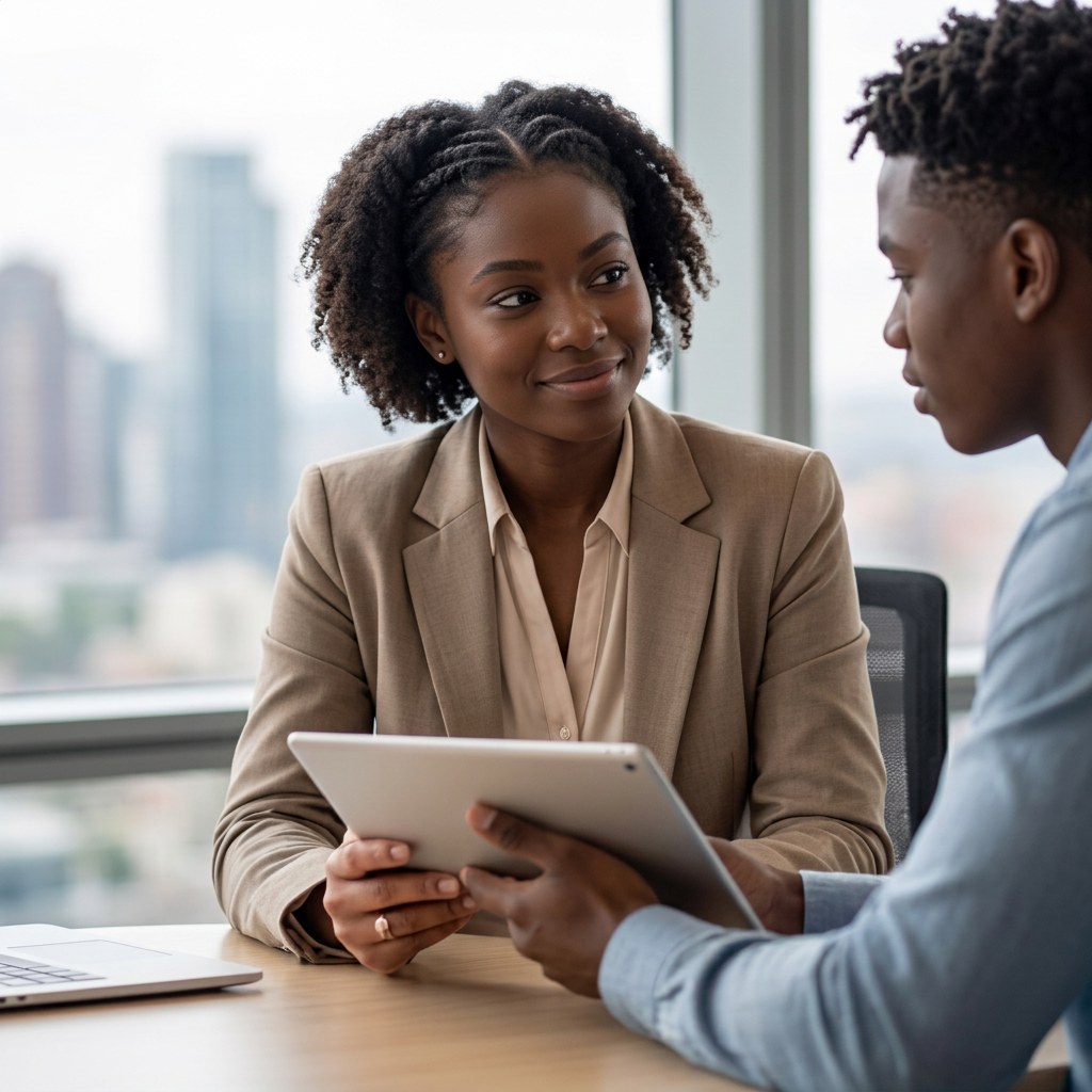 A mentor speaking with a young person